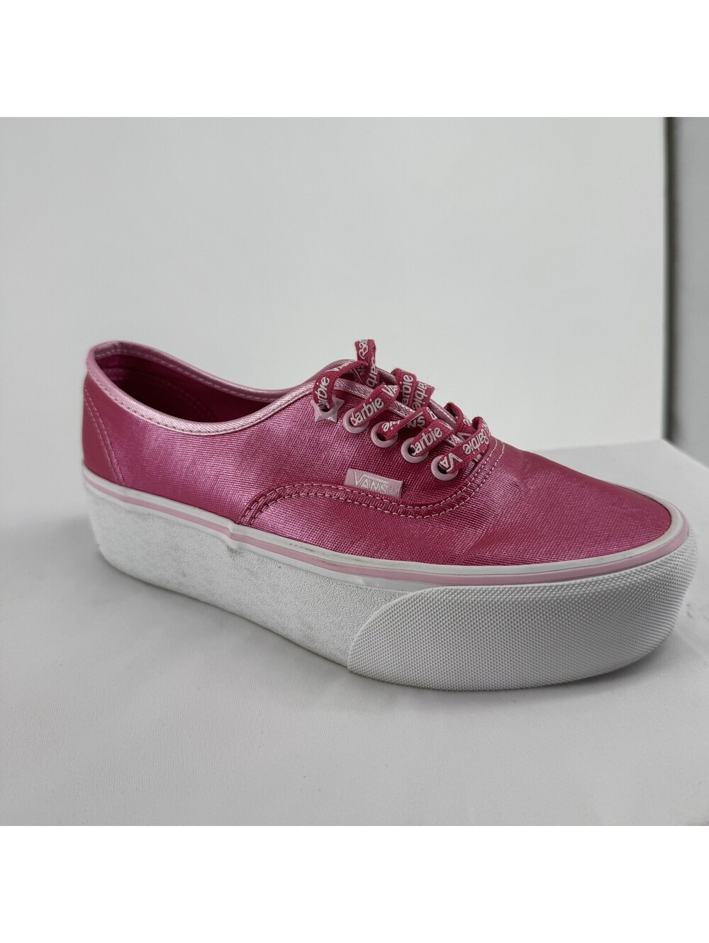 Barbie x Vans shoes womens 8 pink leather platform lace up preppy rare low top